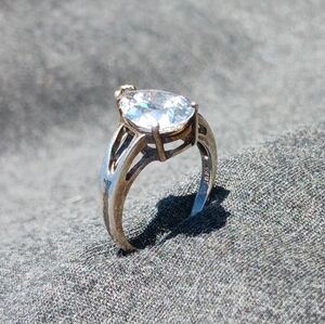 Vintage Sterling Silver Pear CZ Ring